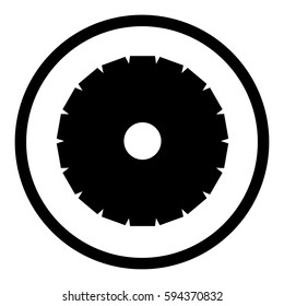 Gear icon in circle on white background 