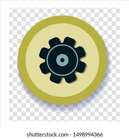 Gear icon in circle shadow, Setting button illustration.