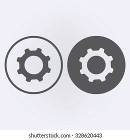 Gear icon in circle . Vector illustration