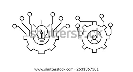 Gear icon with circuit lines, perfect for technology and system integration themes.