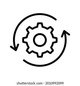 gear icon and circular arrow outline style illustration