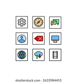 Icono de engranaje. Símbolo de usuario de reloj. Diseño de nube azul. Vector ilustración digital.