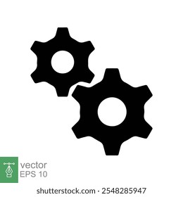 Ícone da engrenagem. Cog, roda, roda dentada, mecanismo, engenharia, mecânica, indústria, conceito de tecnologia. Estilo plano simples. Design de ilustração vetorial isolado em fundo branco. EPS 10.