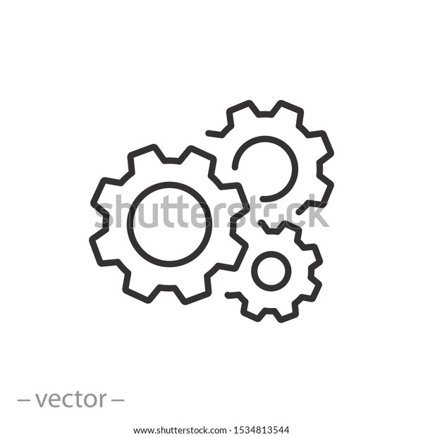 gear icon, cog wheel, engine circle, thin line web\
symbol on white background - editable stroke vector illustration\
eps10