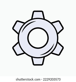 Gear Icon. Cog within Line Art Style. Setting Symbol.  