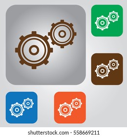 Gear icon. Cogwheel and development icon. Delivery mechanism concept.