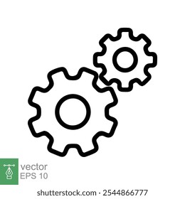 Ícone da engrenagem. Cogwheel, mecanismo, círculo, engenharia, conceito de tecnologia. Estilo de contorno simples. Projeto de ilustração de vetor de linha isolado no fundo branco. EPS 10.