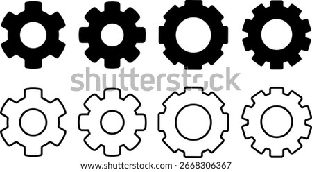 Gear icon. Cogwheel icon set.