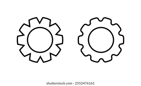 Zahnradsymbol. Zahnrad-Einstellsymbol. Bearbeitbarer Hub der Zahnradlinie. Vektorgrafik