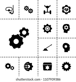 Gear icon. collection of 13 gear filled icons such as snorkel, wheel. editable gear icons for web and mobile.