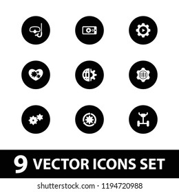 Gear icon. collection of 9 gear filled icons such as snorkel. editable gear icons for web and mobile.