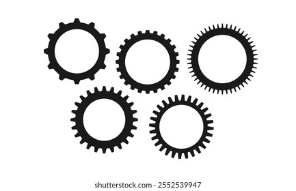 Gear icon collection. Cogwheel symbol.  Setting solhouette. Gear silhouette vector illustration