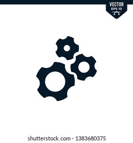 Gear icon collection in glyph style, solid color vector