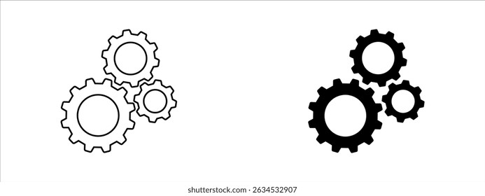 Gear icon collection. Gear Settings Sign, gear wheel. Function symbol. Settings Vector Illustration Icon