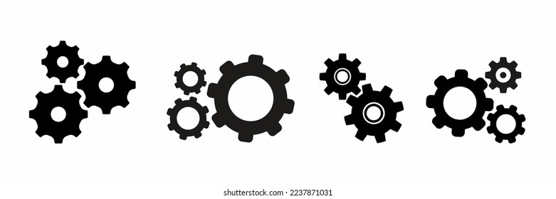 Gear icon collection. Stock vector.