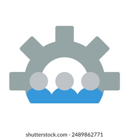 Gear icon color or logo illustration flat color blue style