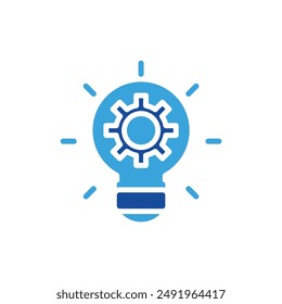gear icon color or logo illustration glyph color blue style