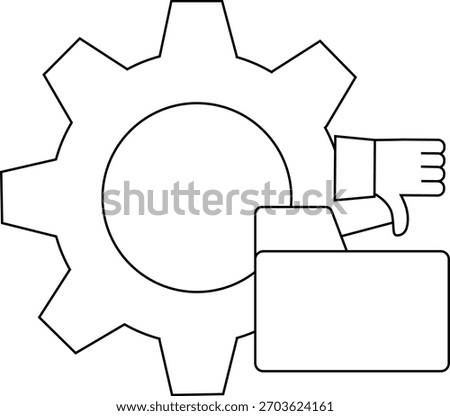 A gear icon combined with a folder and a thumbsdown symbol
