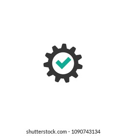 gear icon conception with check mark vector logo template 