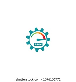 gear icon conception with speedometer icon in trendy flat design 