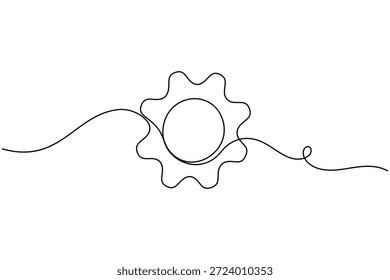 Icono de engranaje continuo de una línea dibujando sobre fondo blanco Ilustración vectorial de contorno de maquinaria minimalista