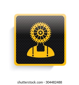 Gear icon design,yellow version,clean vector