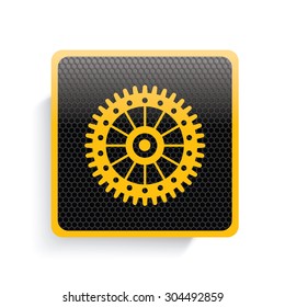 Gear icon design,yellow version,clean vector