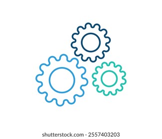 Gear icon with different color. Gear line symbol, gear silhouette. Editable stroke