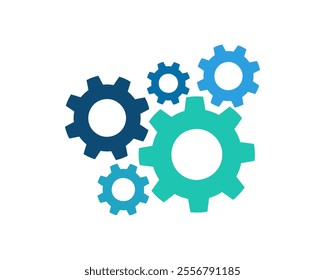 Gear icon with different color. Gear symbol, gear silhouette. Gear vector illustration