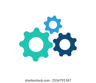 Gear icon with different color. Gear symbol, gear silhouette. Gear vector illustration