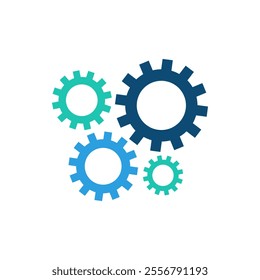 Gear icon with different color. Gear symbol, gear silhouette. Gear vector illustration