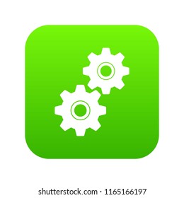 Gear icon digital green for any design isolated on white vector illustration
