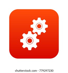Gear icon digital red for any design isolated on white vector illustration
