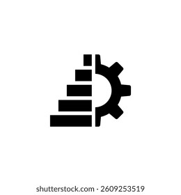 Gear icon with dynamic speed lines, symbolizing fast technology and progress.