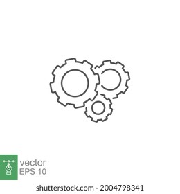 Gear icon, Engineering Cogwheel line. Machine industry, industrial mechanics technical. Setting management symbol. Construction factory equipment. Vector illustration Design on white background. EPS10