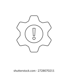 Um ícone de engrenagem com um ponto de exclamação para aviso ou alerta.