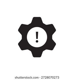 Um ícone de engrenagem com um ponto de exclamação para notificação de aviso ou alerta.