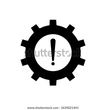 Gear icon with failure sign vector illustration, warning sign with cog wheel, setting icon, thin line failure icon with broken operational process sign, concept of repair, maintenance symbol vector.
