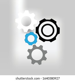Gear icon flat design or cog symbol.