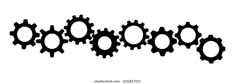 Gear icon flat design. Gears on a white background. Mechanism wheels logo. Vector illustration