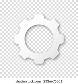 Icono de engranaje, diseño plano. Icono del piñón del piñón de la máquina. Símbolo de señalización cognoscitiva vectorial realista sobre un fondo transparente.
