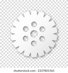 Gear icon, flat design. Machine sprocket gear icon. Realistic vector cogwheel sign symbol on a transparent background.