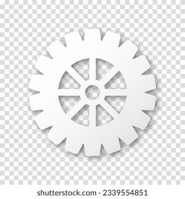 Gear icon, flat design. Machine sprocket gear icon. Realistic vector cogwheel sign symbol on a transparent background.