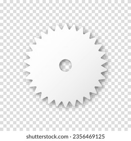 Icono de engranaje, diseño plano. Icono del piñón del piñón de la máquina. Símbolo de señalización cognoscitiva vectorial realista sobre un fondo transparente.