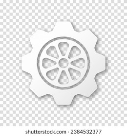 Icono de engranaje, diseño plano. Icono del piñón del piñón de la máquina. Símbolo de señalización cognoscitiva vectorial realista sobre un fondo transparente.