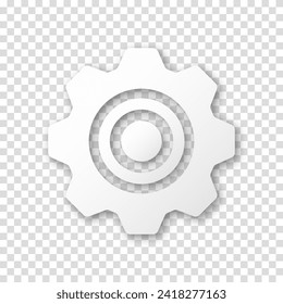 Gear icon, flat design. Machine sprocket gear icon. Realistic vector cogwheel sign symbol on a transparent background.