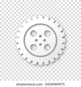 Icono de engranaje, diseño plano. Icono del piñón de la máquina. Símbolo de signo de rueda dentada vectorial realista sobre un fondo transparente.