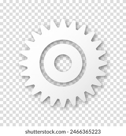 Icono de engranaje, diseño plano. Icono del piñón de la máquina. Símbolo de rueda dentada de Vector realista sobre un fondo transparente.