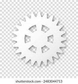 Icono de engranaje, diseño plano. Icono del piñón de la máquina. Símbolo de rueda dentada de Vector realista sobre un fondo transparente.