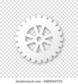 Icono de engranaje, diseño plano. Icono del piñón de la máquina. Símbolo de rueda dentada de Vector realista sobre un fondo transparente.